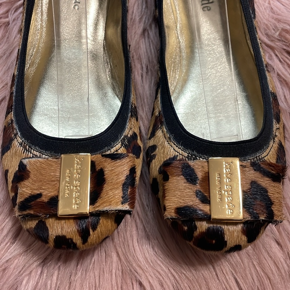 Kate Spade Leopard Print Ballet Flats - Gold Plaque - Picture 3 of 12